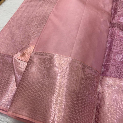 Innovative Baby Pink Soft Silk Saree With Vestigial Blouse Piece