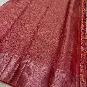 Epiphany Pink Soft Silk Saree With Phenomenal Blouse Piece