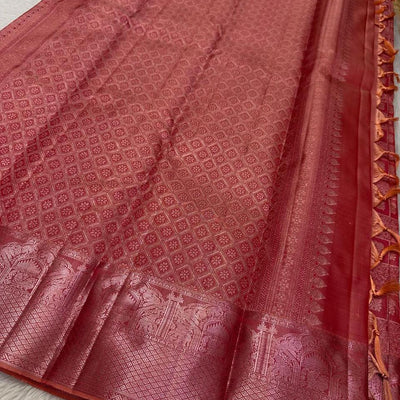 Epiphany Pink Soft Silk Saree With Phenomenal Blouse Piece