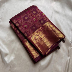 Prettiest Purple Soft Silk Saree With Improbable  Blouse Piece