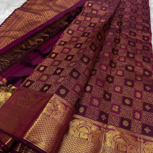 Prettiest Purple Soft Silk Saree With Improbable  Blouse Piece