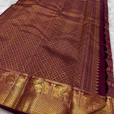 Prettiest Purple Soft Silk Saree With Improbable  Blouse Piece