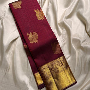 Tantalizing Maroon Soft Banarasi Silk Saree With Staring Blouse Piece