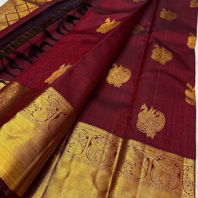 Tantalizing Maroon Soft Banarasi Silk Saree With Staring Blouse Piece