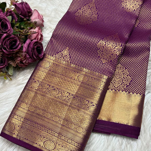 Precious Purple Soft Banarasi Silk Saree With Ebullience Blouse Piece
