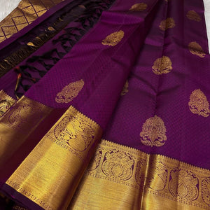 Transcendent Purple Soft Banarasi Silk Saree With Beguiling Blouse Piece