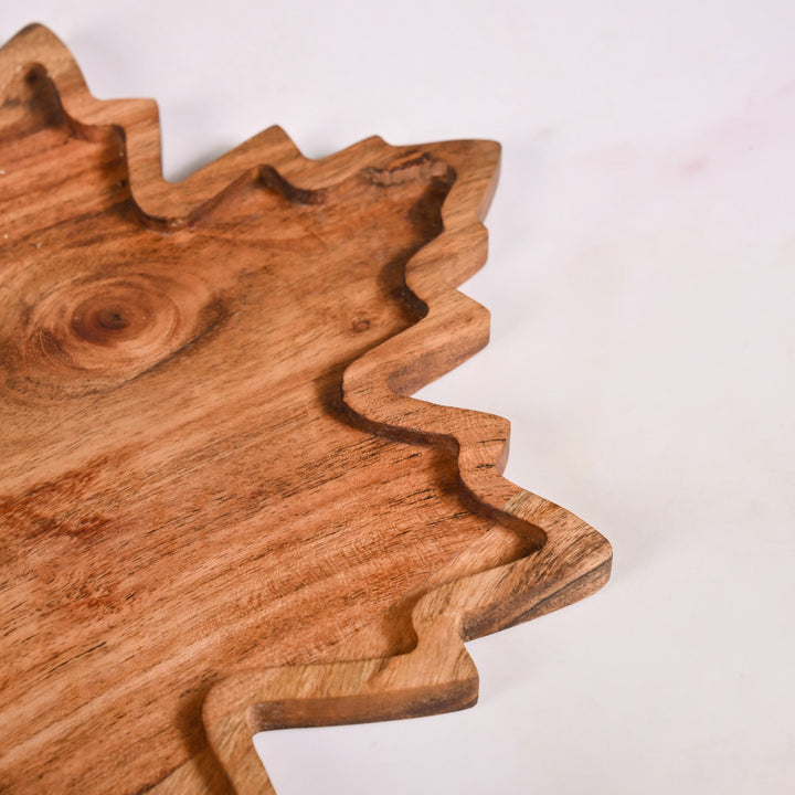 Acacia Wood Maple Leaf Serving Platter