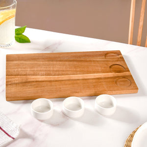 Acacia Wood Cheeseboard With Set Of 3 Small Bowls 50ml