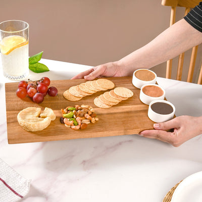 Acacia Wood Cheeseboard With Set Of 3 Small Bowls 50ml