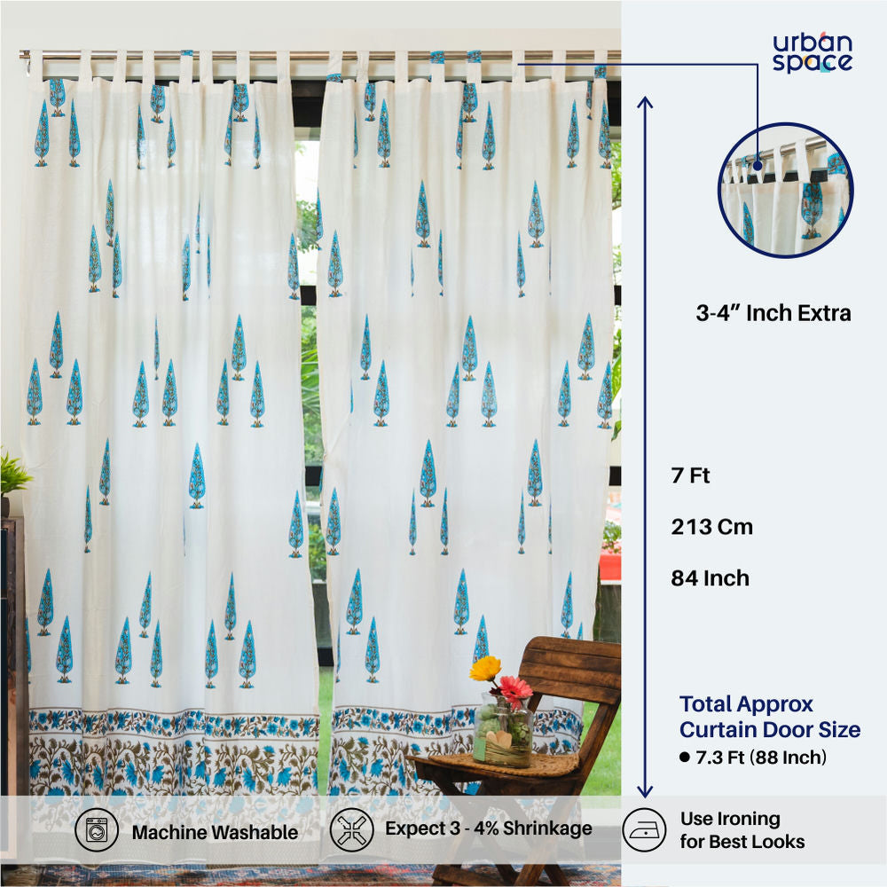 100% MalMal Cotton Curtains, Semi-Transparent with Tab Top, Pack of 2 Curtains - Ace of Spade Blue