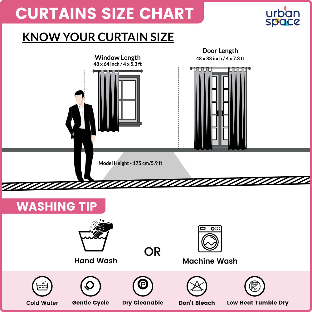 100% MalMal Cotton Curtains, Semi-Transparent with Tab Top, Pack of 2 Curtains - Royal Heritage Pink