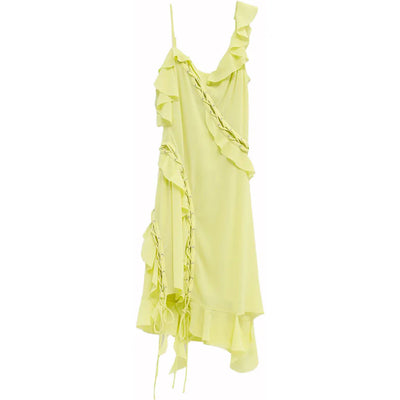Acne Studios Asymmetric Ruffle Dress Acid Yellow Cyi