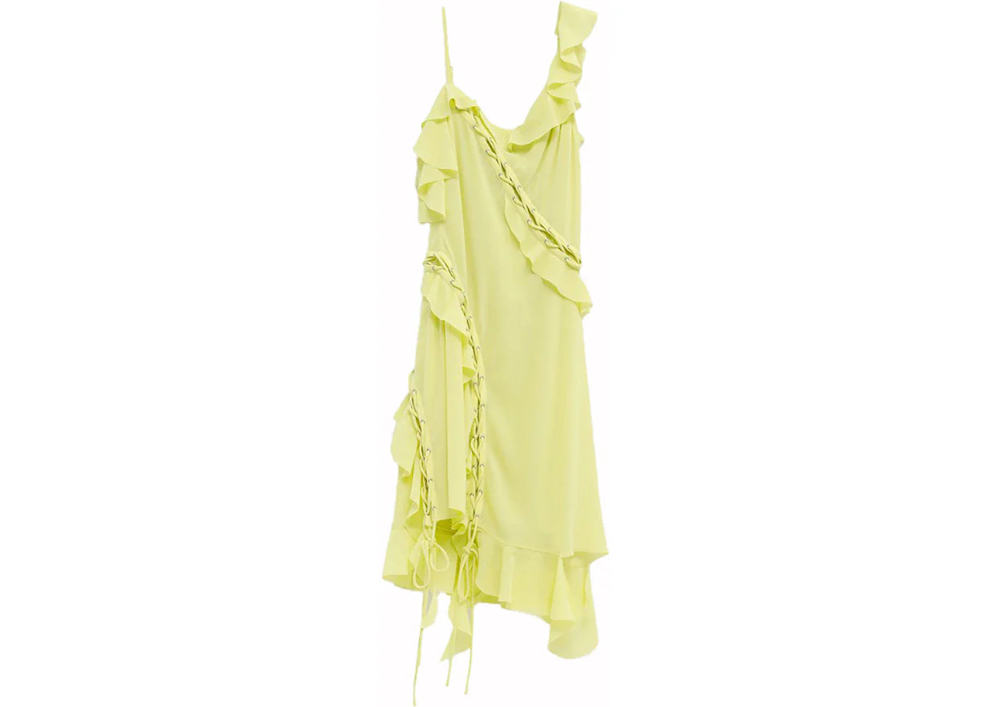 Acne Studios Asymmetric Ruffle Dress Acid Yellow Cyi