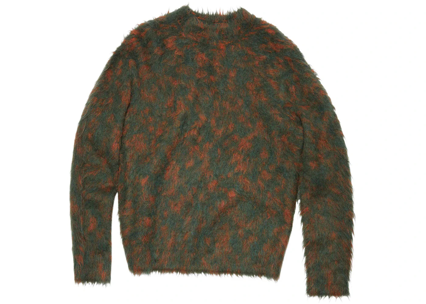Acne Studios Brushed Hairy Woolly Fabric Crewneck Jumper Forest Green/Orange