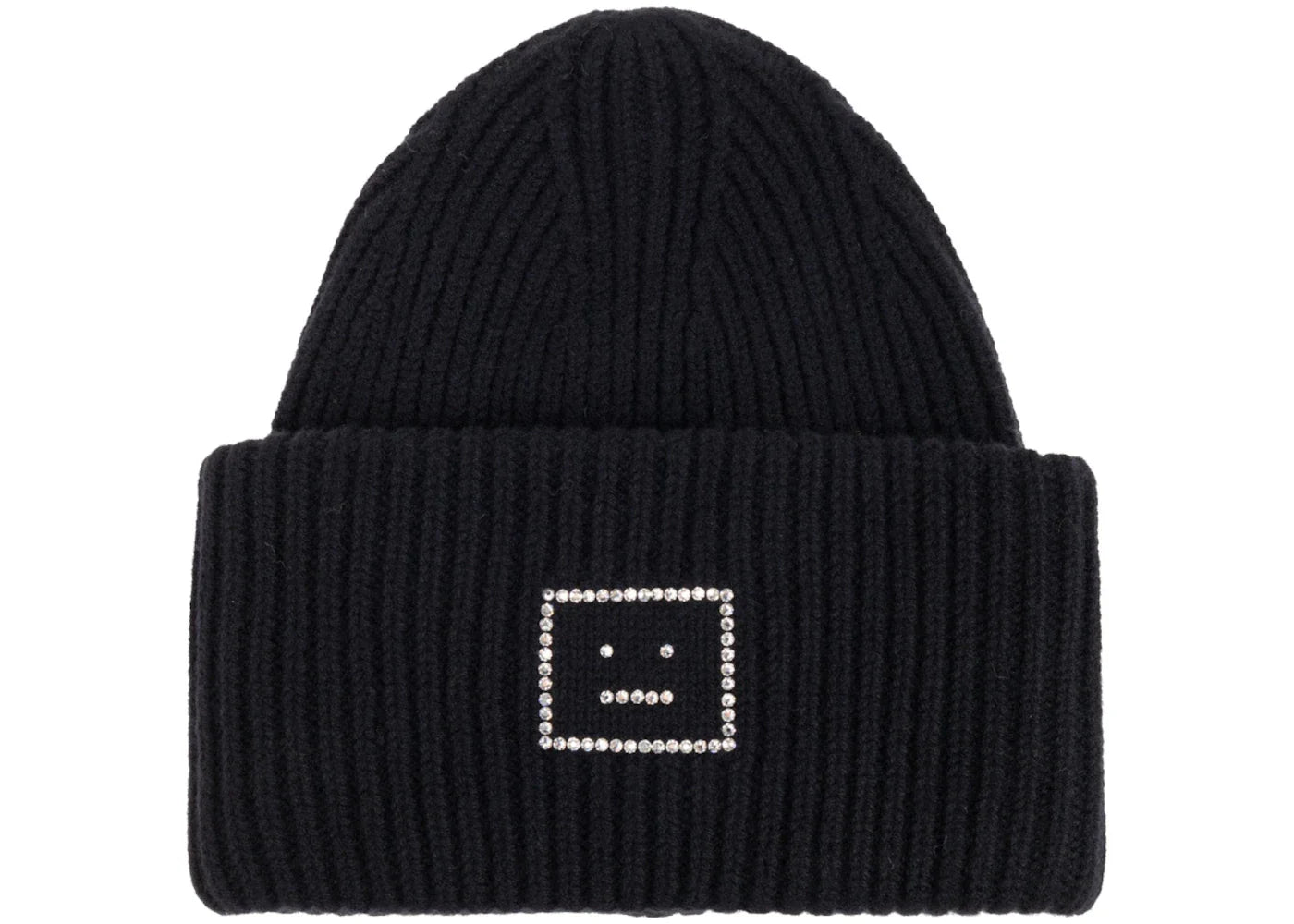 Acne Studios Crystal Face Logo Beanie Black