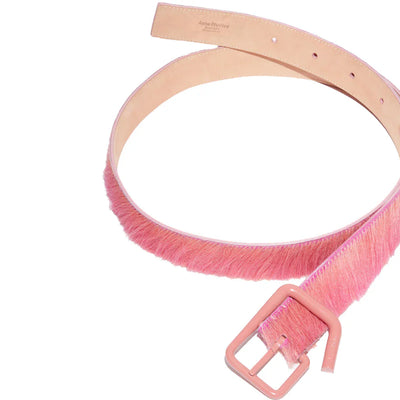 Acne Studios Deconstructed Hairy Leather Bucket Belt Bright Pink