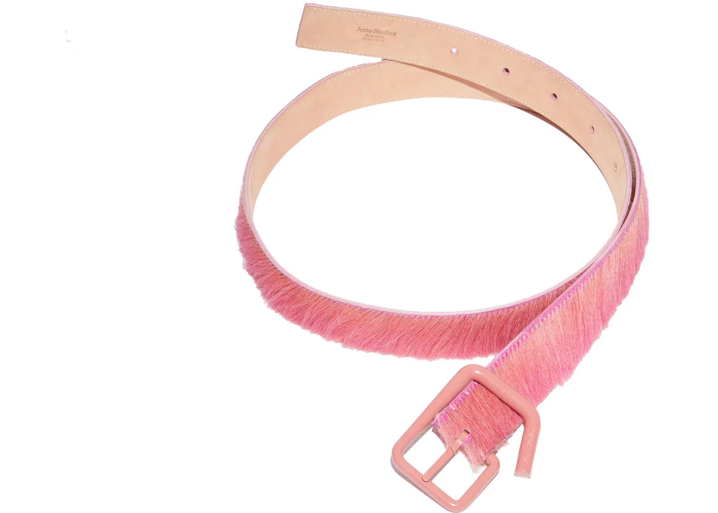 Acne Studios Deconstructed Hairy Leather Bucket Belt Bright Pink