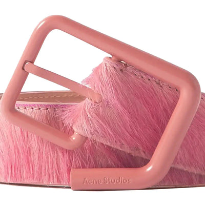 Acne Studios Deconstructed Hairy Leather Bucket Belt Bright Pink
