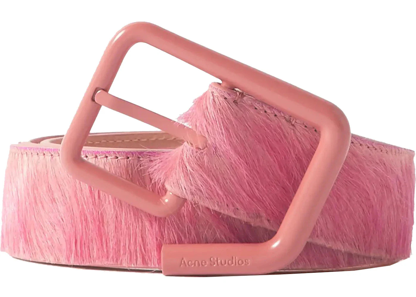 Acne Studios Deconstructed Hairy Leather Bucket Belt Bright Pink