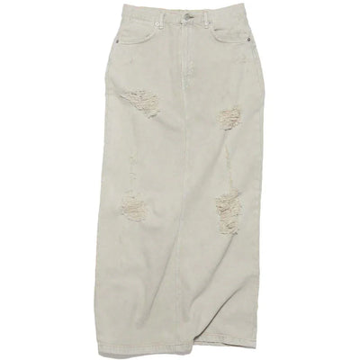 Acne Studios Distressed Denim Skirt Beige/Grey