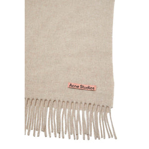 Acne Studios Fringe Oversized Wool Scarf Oatmeal Melange