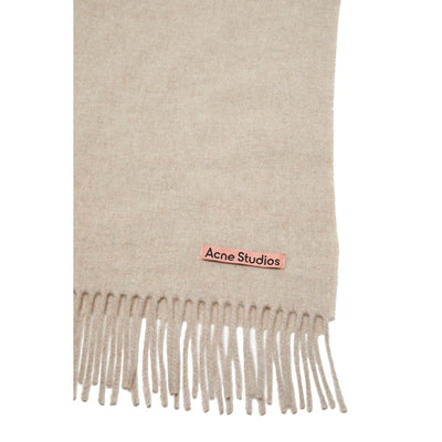 Acne Studios Fringe Oversized Wool Scarf Oatmeal Melange