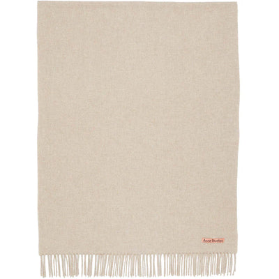 Acne Studios Fringe Oversized Wool Scarf Oatmeal Melange