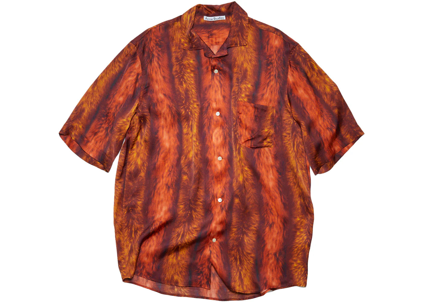 Acne Studios Fur Print Button-Up Shirt Red