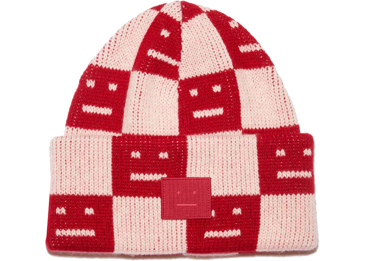 Acne Studios Jacquard Knit Beanie Red/Faded Pink