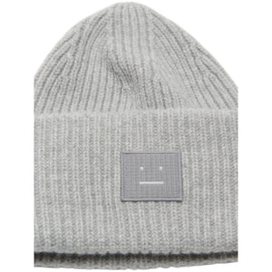 Acne Studios Large Face Logo Beanie Light Grey Melange