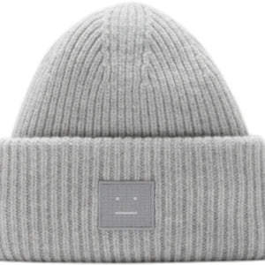 Acne Studios Large Face Logo Beanie Light Grey Melange