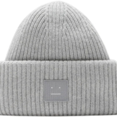 Acne Studios Large Face Logo Beanie Light Grey Melange