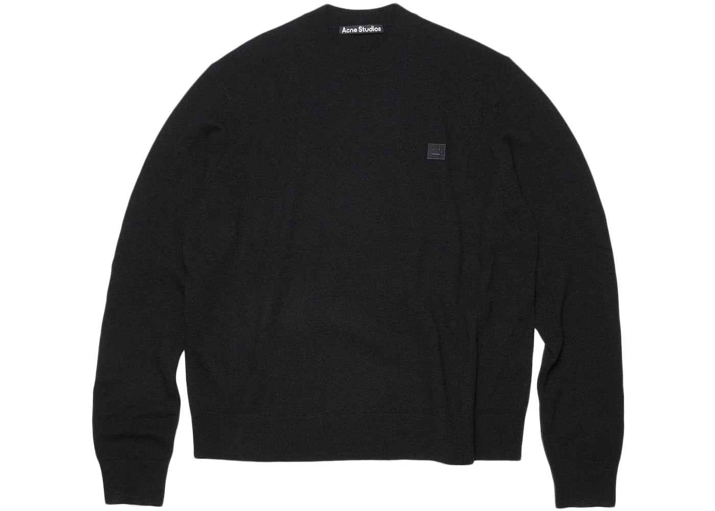 Acne Studios Lightweight Wool Face Patch Crewneck Sweater Black