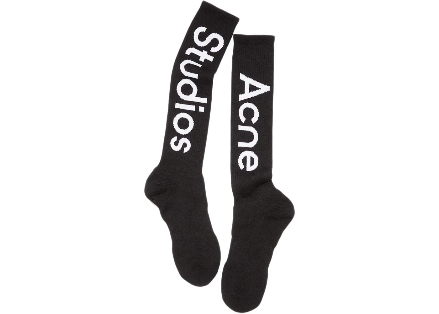 Acne Studios Logo Contrast Knee-High Socks Black