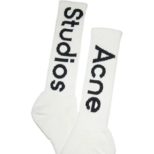 Acne Studios Logo Jacquard Knee-High Socks Off-White