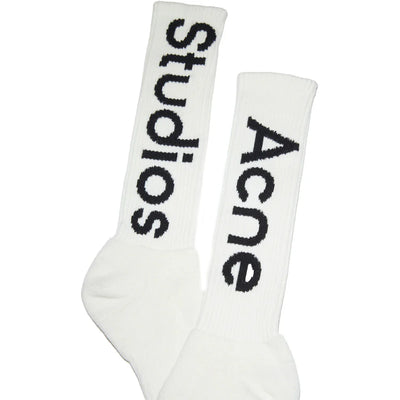 Acne Studios Logo Jacquard Knee-High Socks Off-White