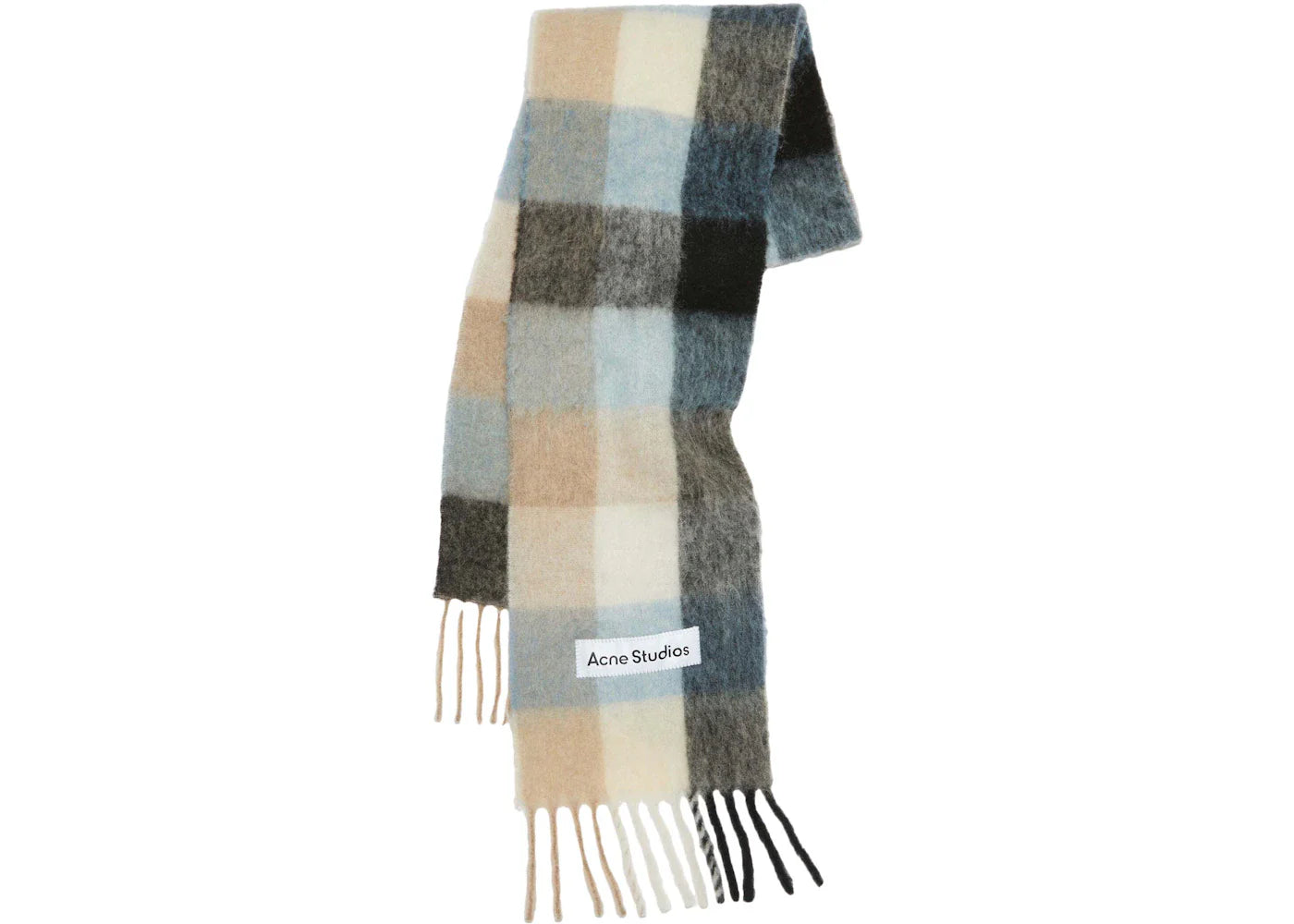 Acne Studios Mohair Checked Scarf Blue/Beige/Black