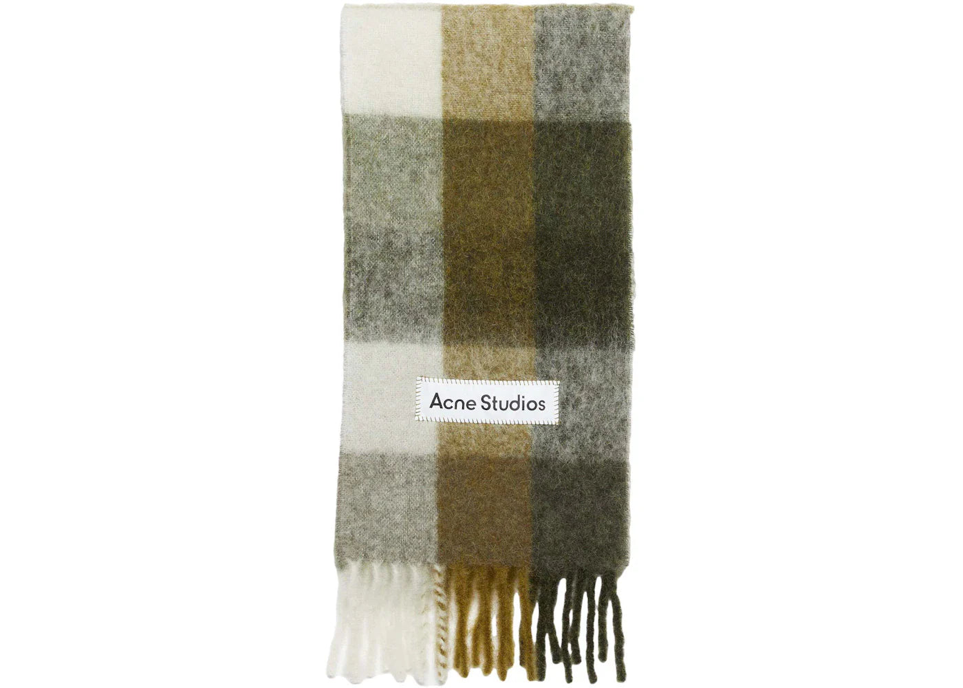 Acne Studios Mohair Checked Scarf Taupe/Green/Black