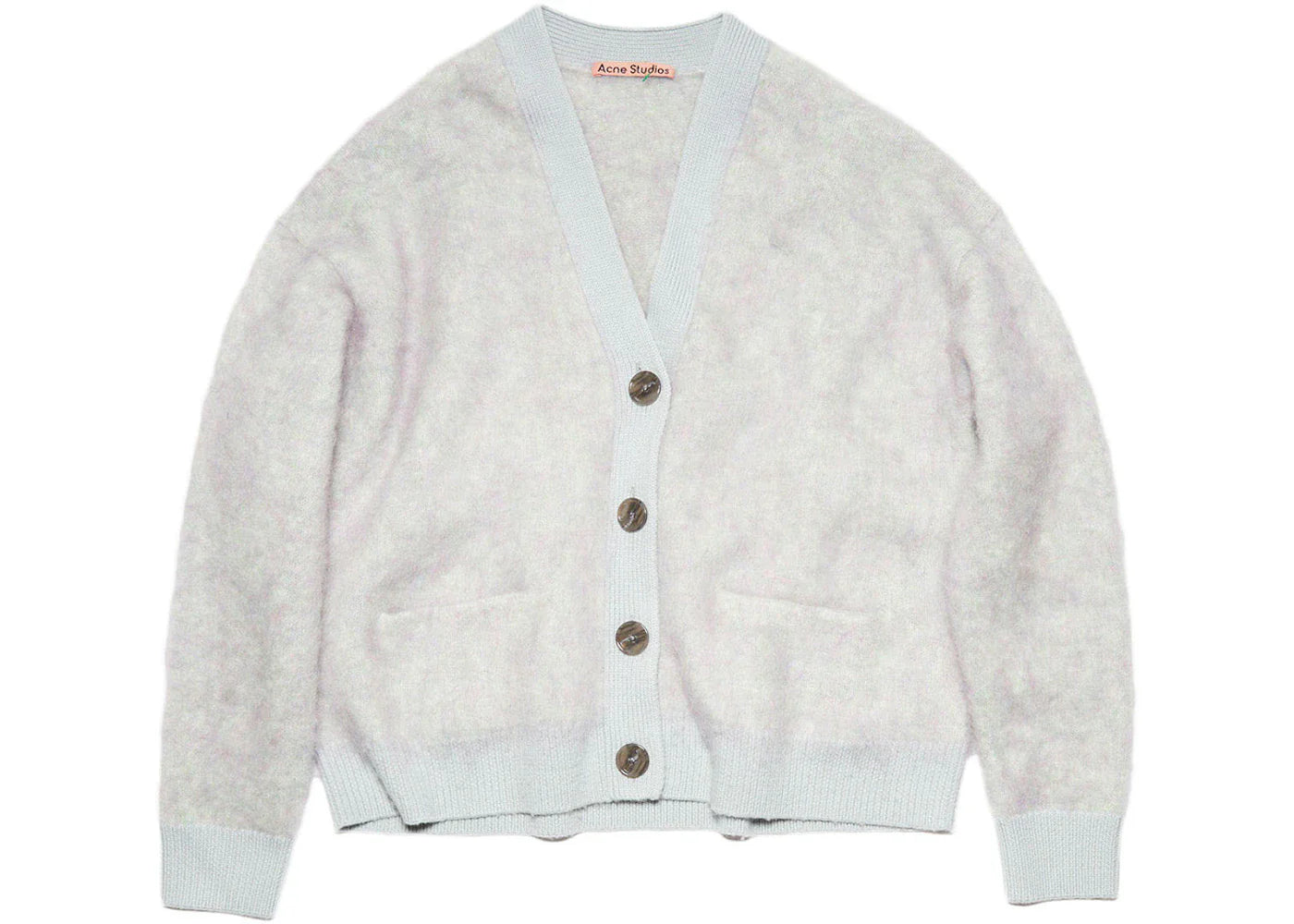 Acne Studios Mohair Fluffy Wool Cardigan Soft Green Melange