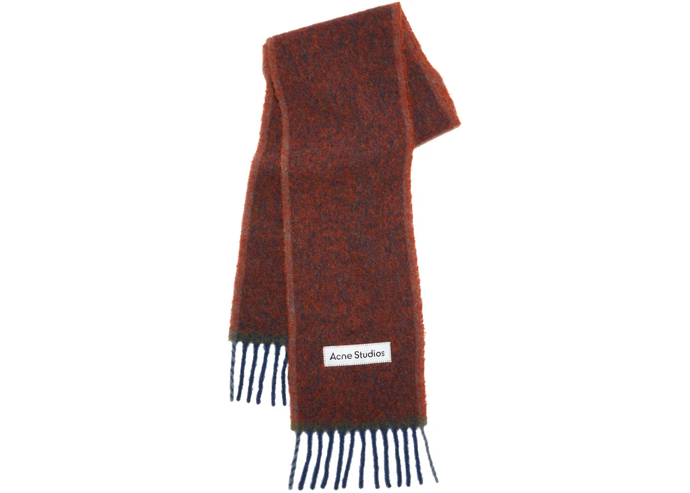 Acne Studios Mohair Wool Fringe Scarf Aubergine Blue