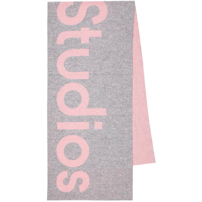 Acne Studios Oversized Logo Intarsia Scarf Light Pink/Grey