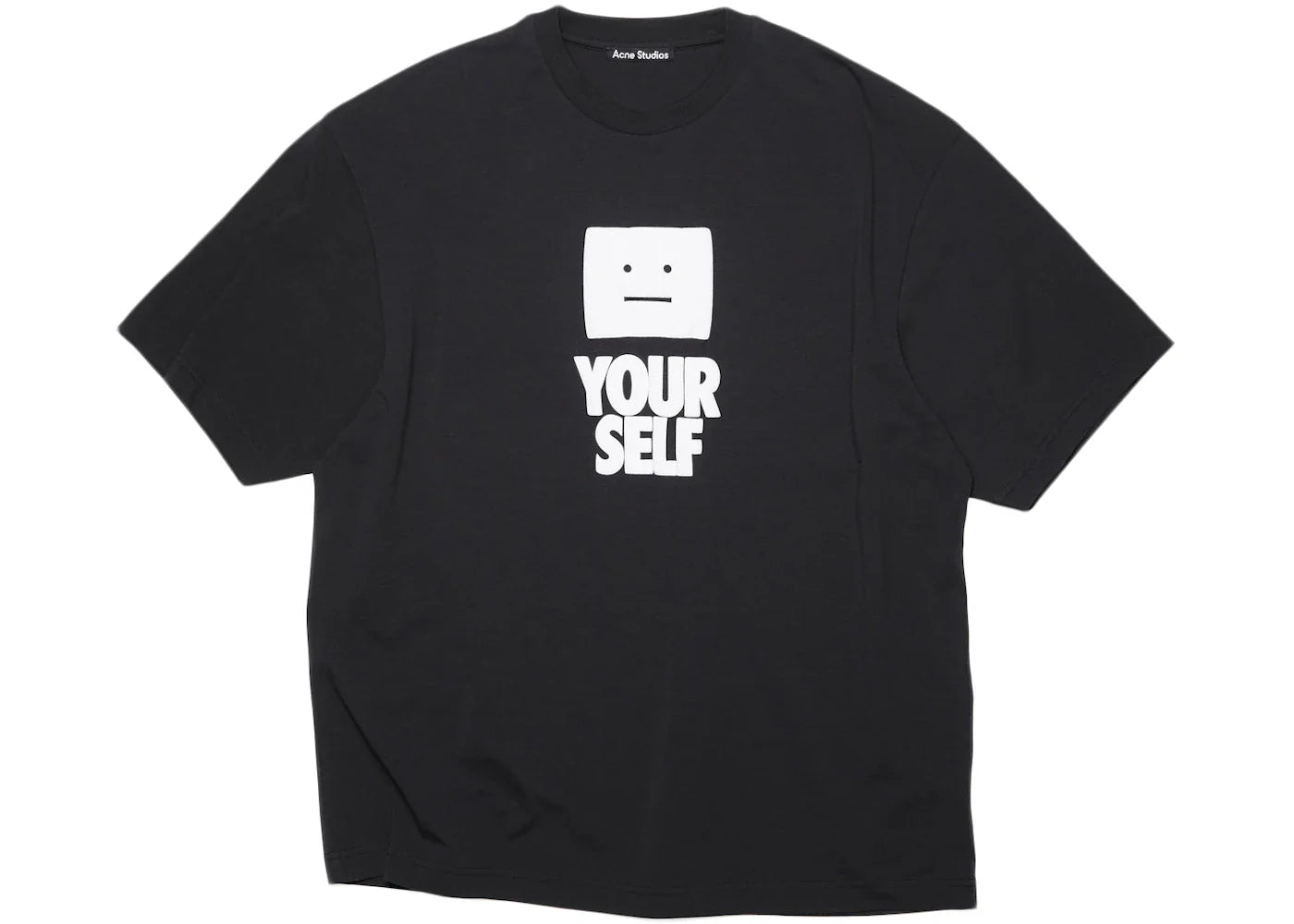Acne Studios Printed Face Logo Slogan Crewneck T-shirt Black