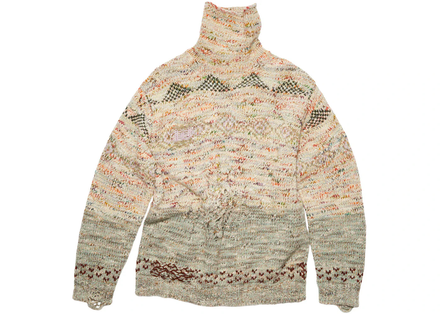 Acne Studios Roll-Up Deconstructed Wool Jumper Sand Beige/Light Khaki