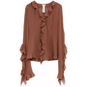 Acne Studios Ruffle Blouse Toffee Brown All