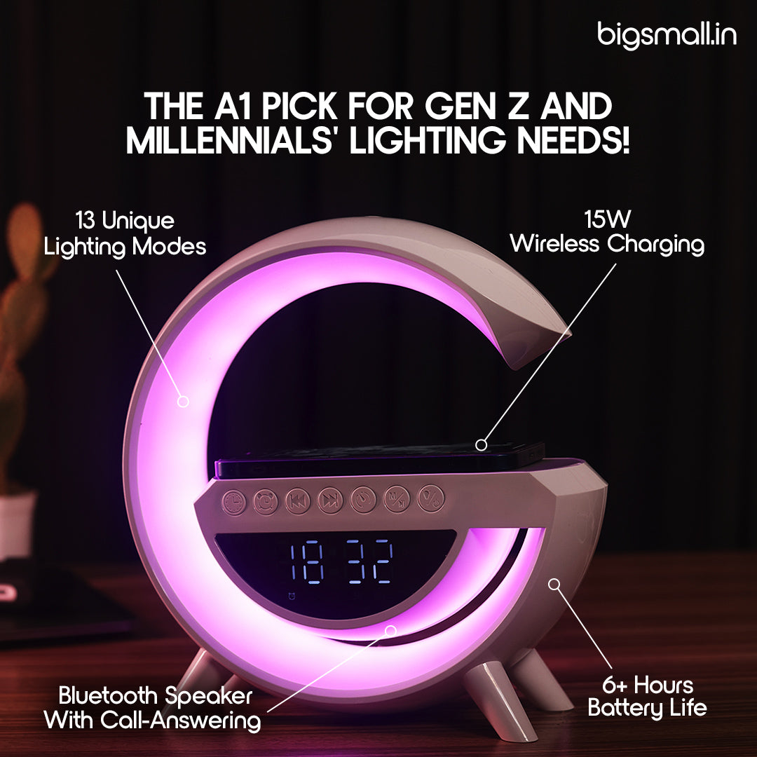 G Lamp with Speaker, Clock and Wireless Charger
