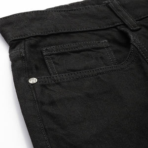 Men's Black Wide Leg Solid Jeans