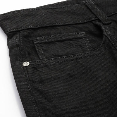 Men's Black Wide Leg Solid Jeans