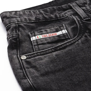 Men's Black Vintage Straight Fit Distressed Jeans