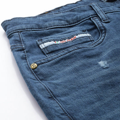 Men's Blue Slim Straight Fit Solid Jeans
