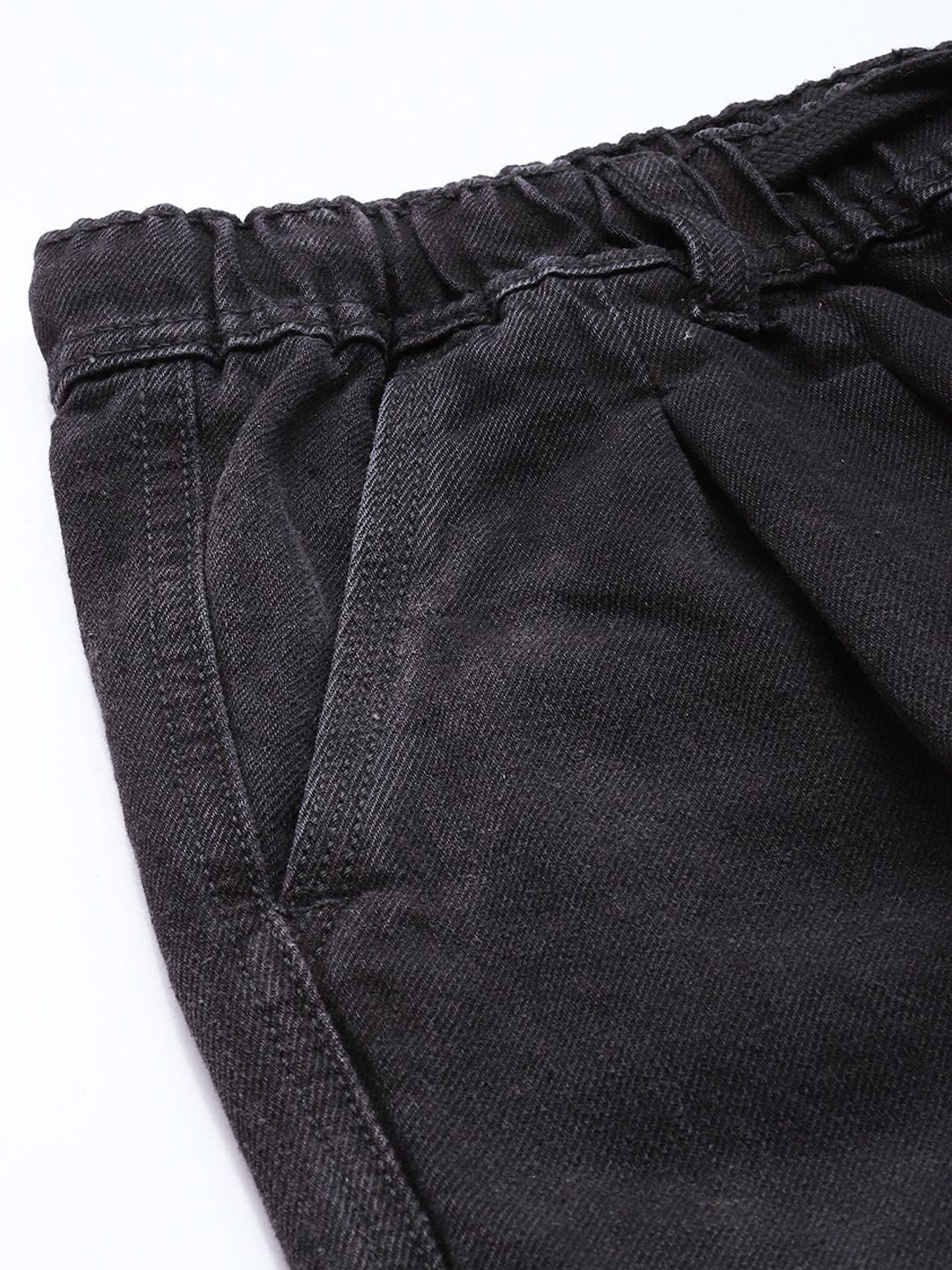 Men's Black Relaxed Fit Solid Denim Joggers